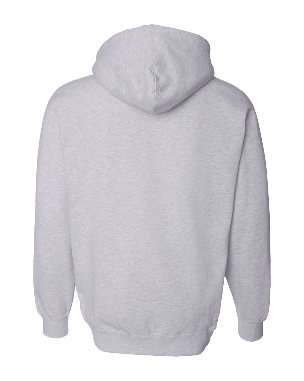 Rear View of Grey Heather Heavyweight Hooded Sweatshirt - IND4000