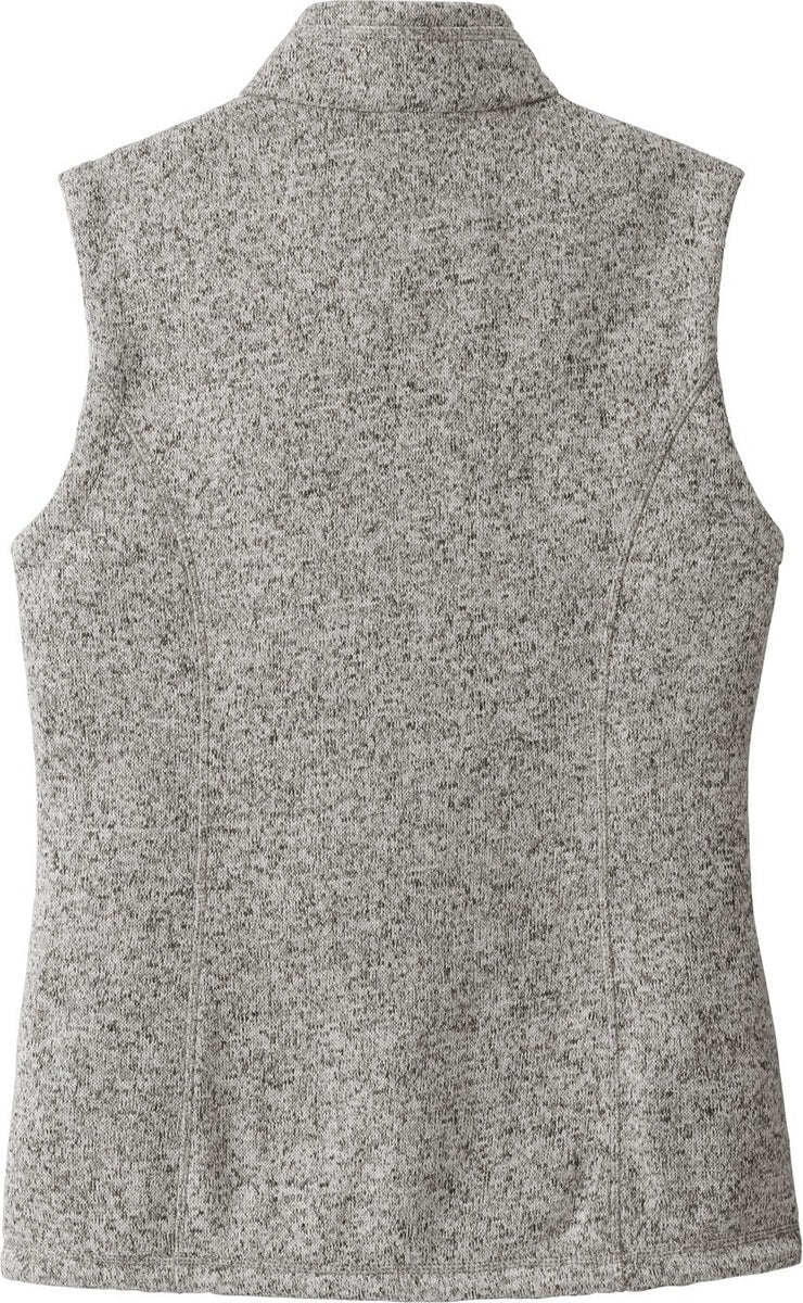Rear View of Grey Heather Port Authority Women's Sweater Fleece Vest L236