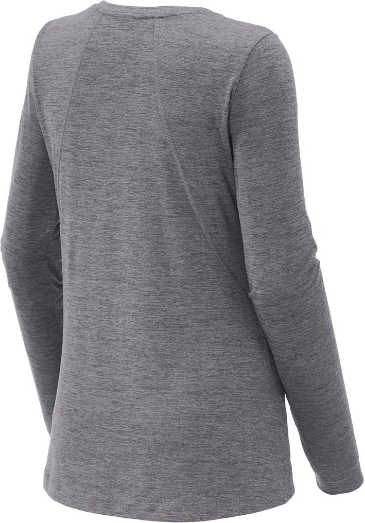 Front View of Grey Hthr Sport-Tek Women's Exchange 1.5 Long Sleeve Crew LST710