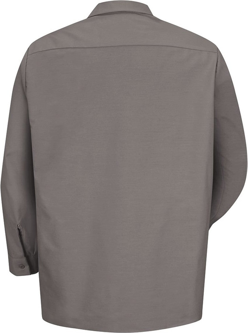 Rear View of Grey Industrial Long Sleeve Work Shirt - SP14