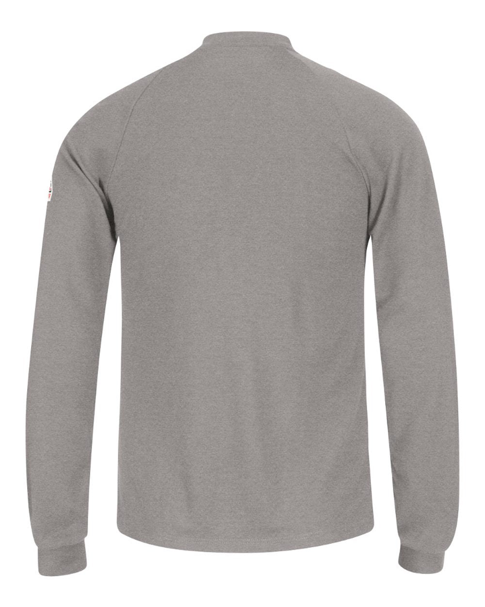 Rear View of Grey Long Sleeve Henley Shirt- CoolTouch®2 - SML2 plain