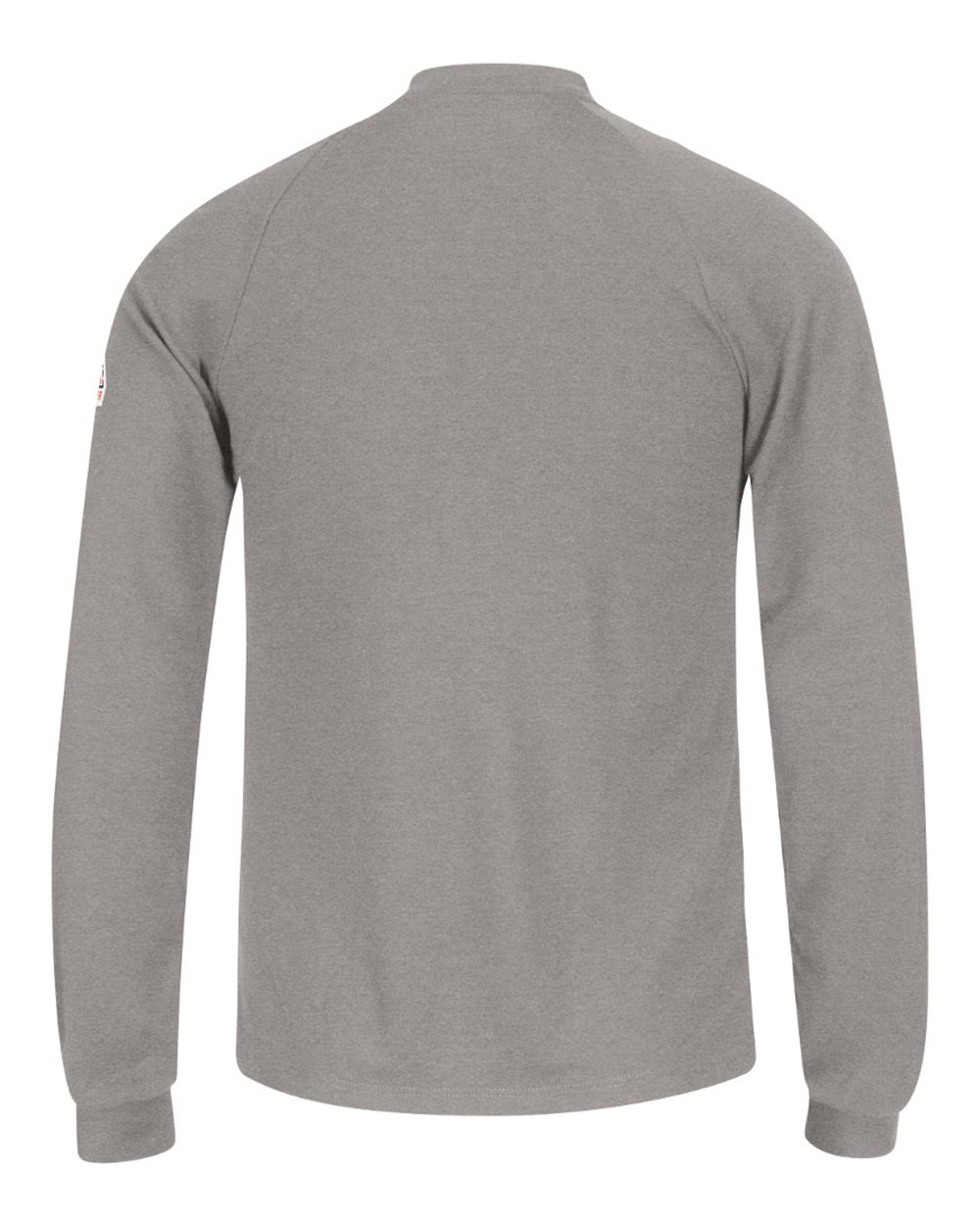 Rear View of Grey Long Sleeve Henley Shirt- CoolTouch®2 - SML2 plain
