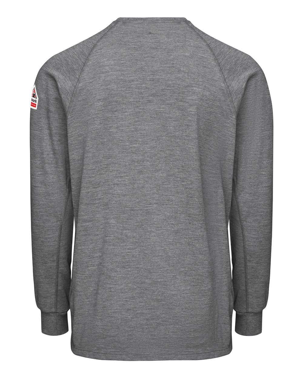 Rear View of Grey Long Sleeve Performance T-Shirt - CoolTouch®2 - SMT2 plain