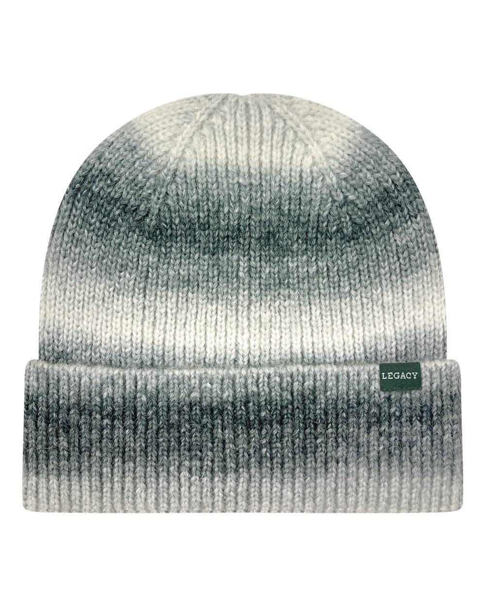 Front View of Grey Marble Tie-Dyed Ribbed Beanie - KTDRB