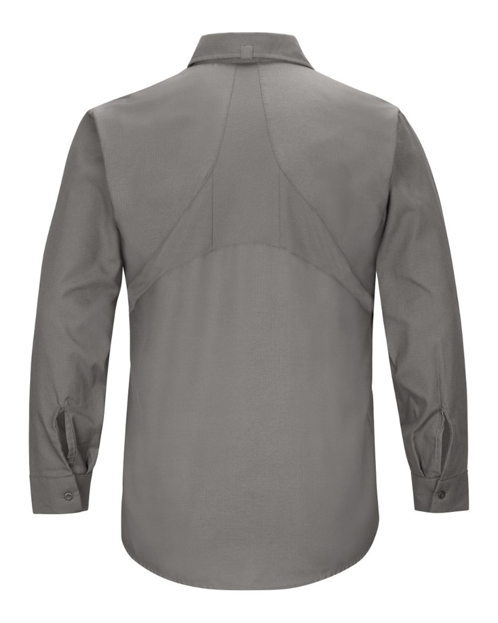 Rear View of Grey Mimix™ Long Sleeve Work Shirt - SX10
