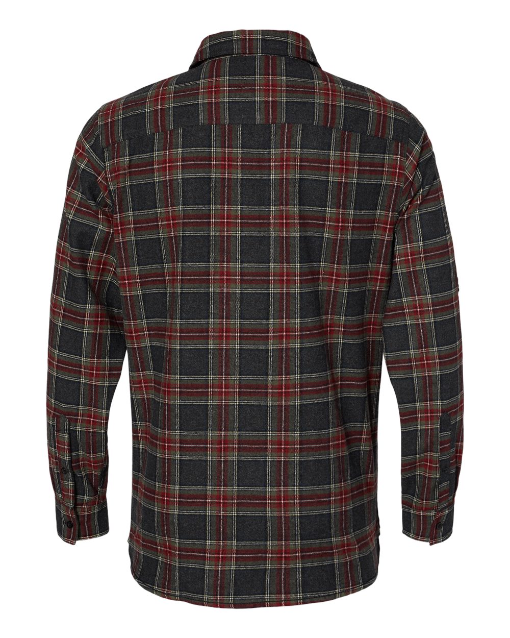 Front View of Grey/ Red Yarn-Dyed Flannel Shirt - 8210