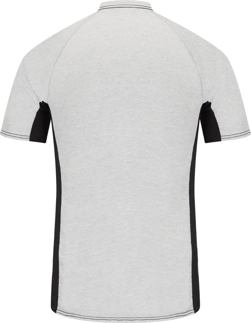 Front View of Grey Short Sleeve FR Two-Tone Base Layer with Concealed Chest Pocket- EXCEL FR - MPS4