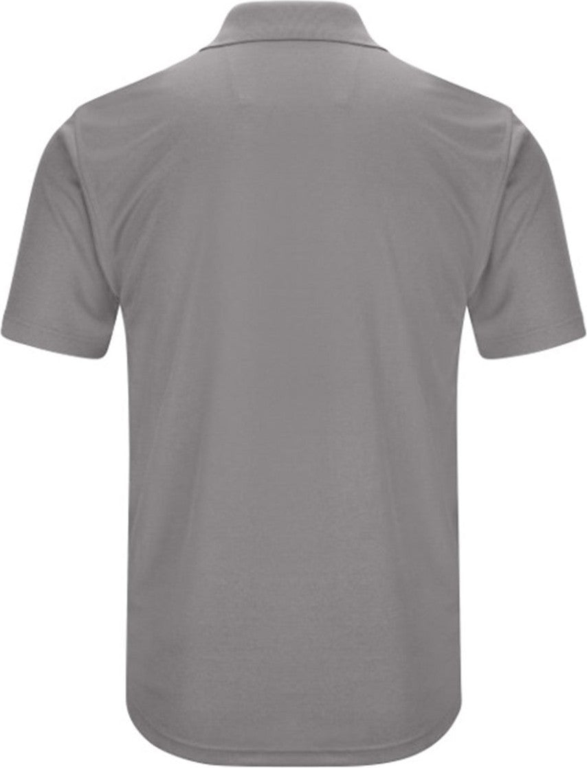 Front View of Grey Short Sleeve Performance Knit Pocket Polo - SK98