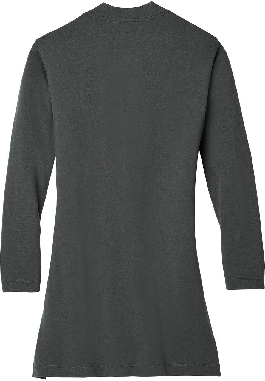 Rear View of Grey Smoke Port Authority Women's Concept Long Pocket Cardigan . LK5434