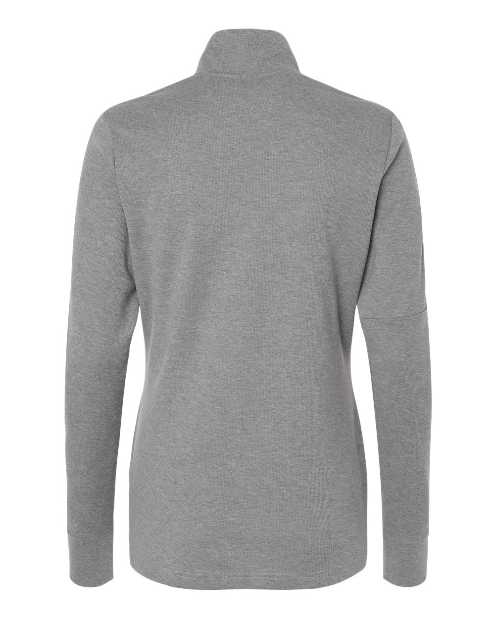 Front View of Grey Three Melange Women's 3-Stripes Quarter-Zip Sweater - A555