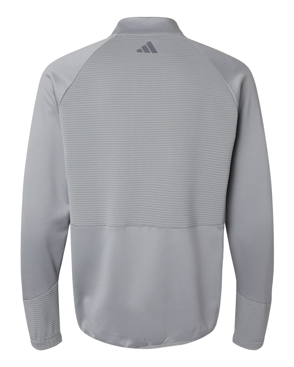 Front View of Grey Three Quarter-Zip Pullover - A587