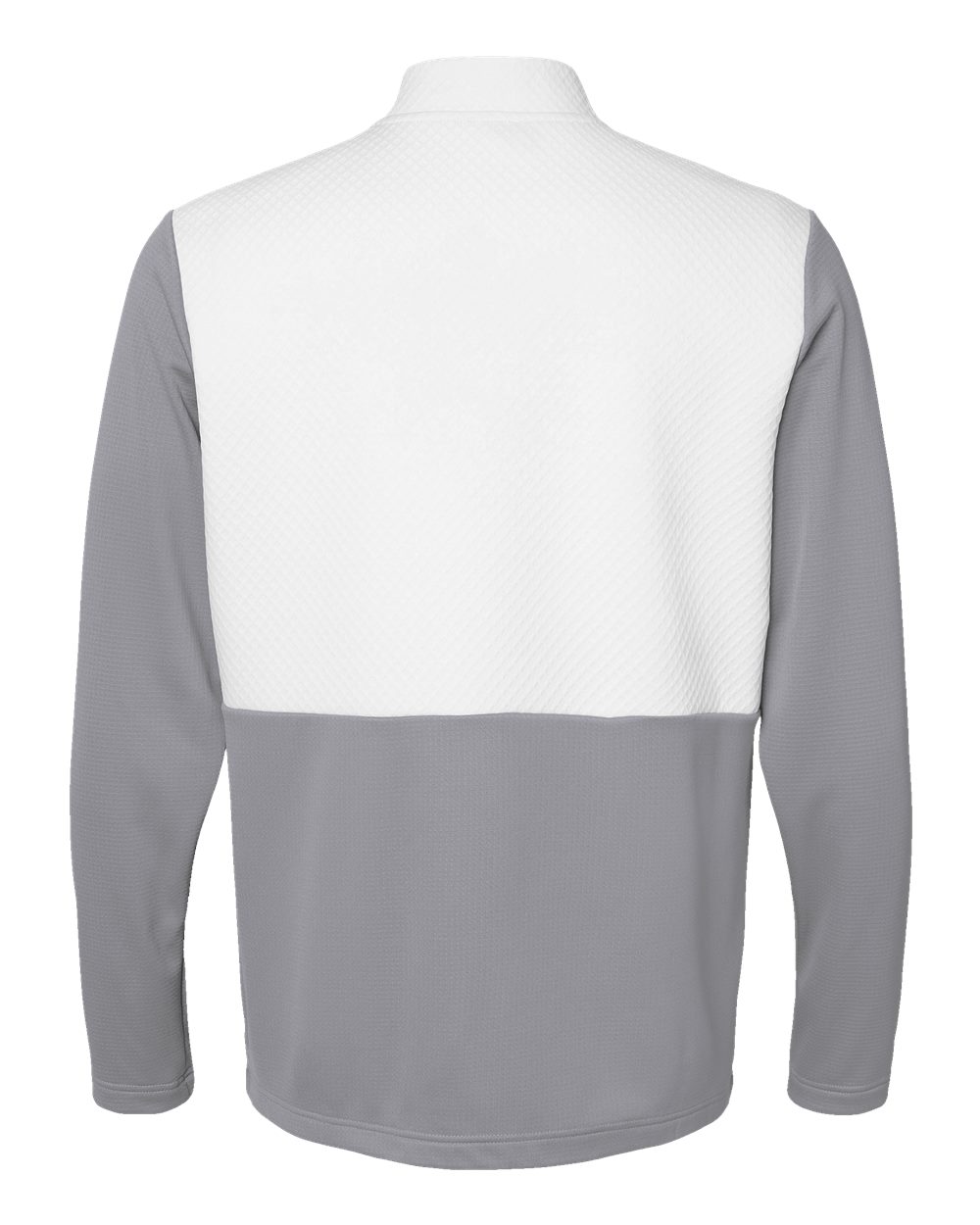 Front View of Grey Three/ White Textured Mixed Media Quarter-Zip Pullover - A532