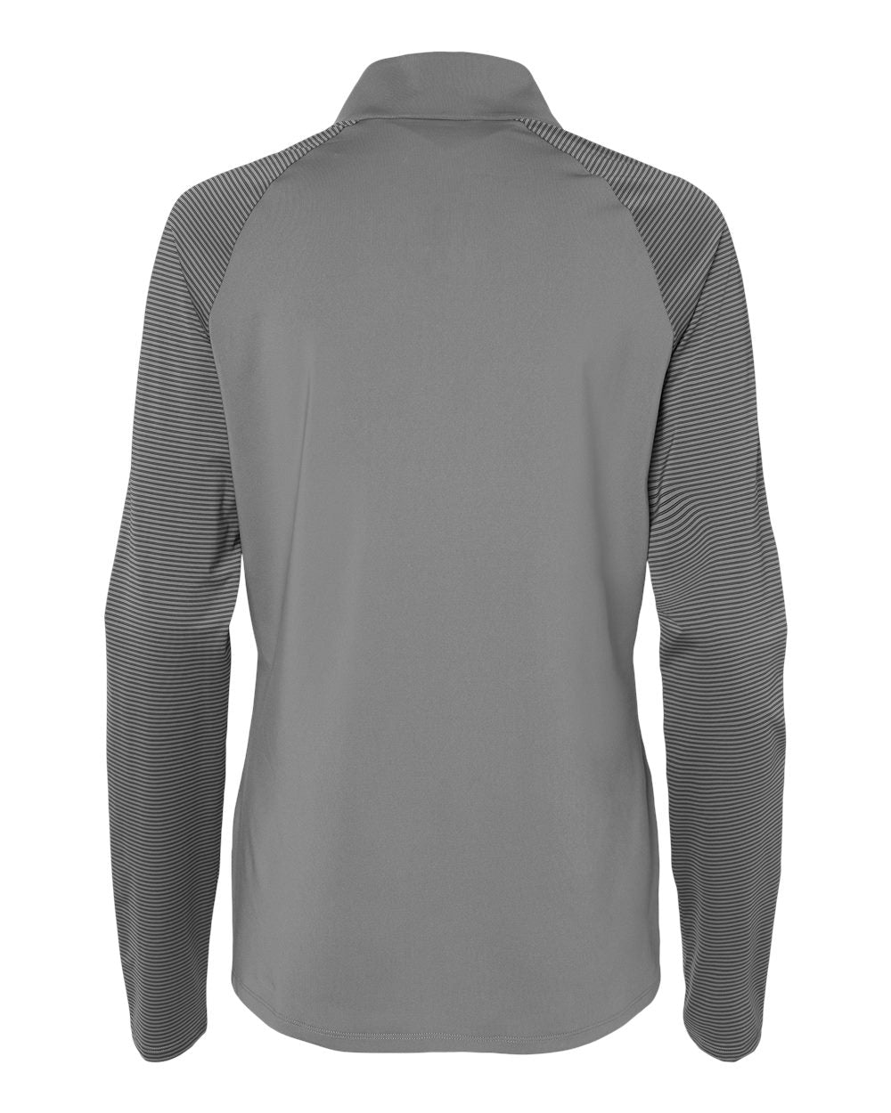 Front View of Grey Three Women's Stripe Block Quarter-Zip Pullover - A521