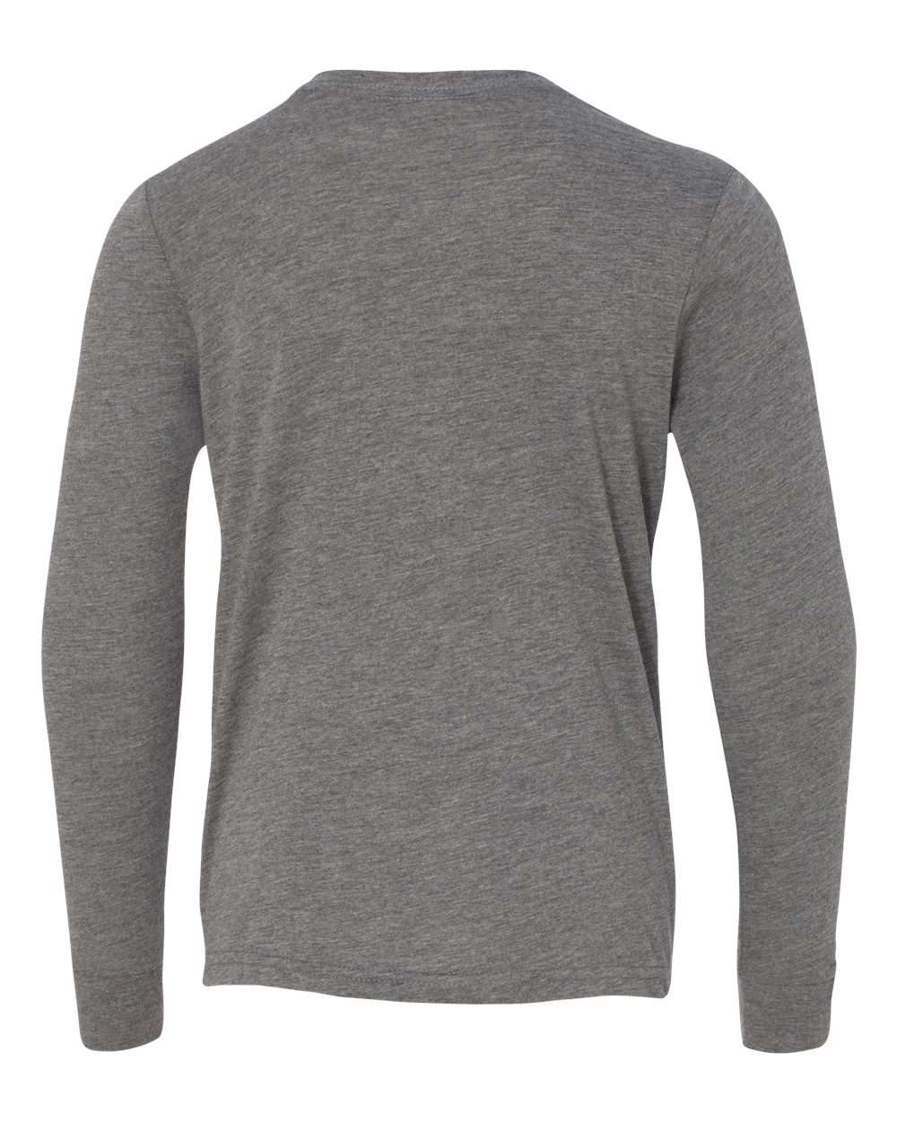 Front View of Grey Triblend Youth Triblend Long Sleeve Tee - 3513Y