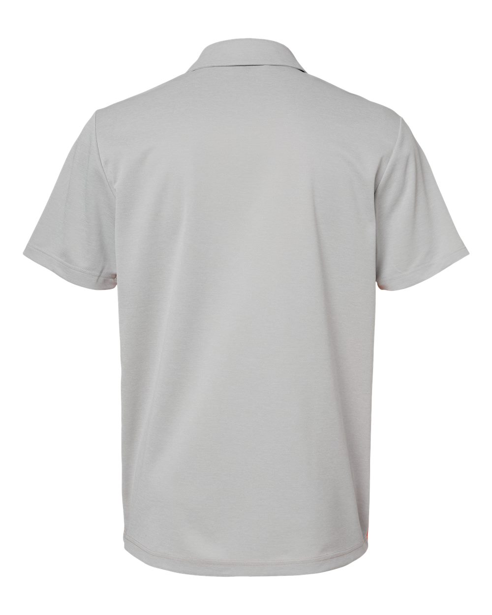 Front View of Grey Two Heather/ Hi-Res Coral Heather Heathered Colorblocked 3-Stripes Polo - A508