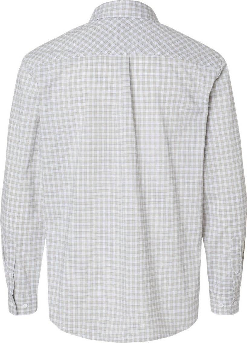 Front View of Grey/ White Gingham Technical Stretch Burn Shirt - 3291
