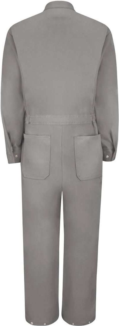 Front View of Grey Zip-Front Cotton Coverall Additional Sizes - CC18EXT