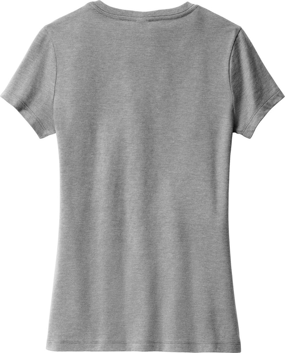 Front View of GreyFrost District Women's Perfect Blend CVC V-Neck Tee. DM1190L
