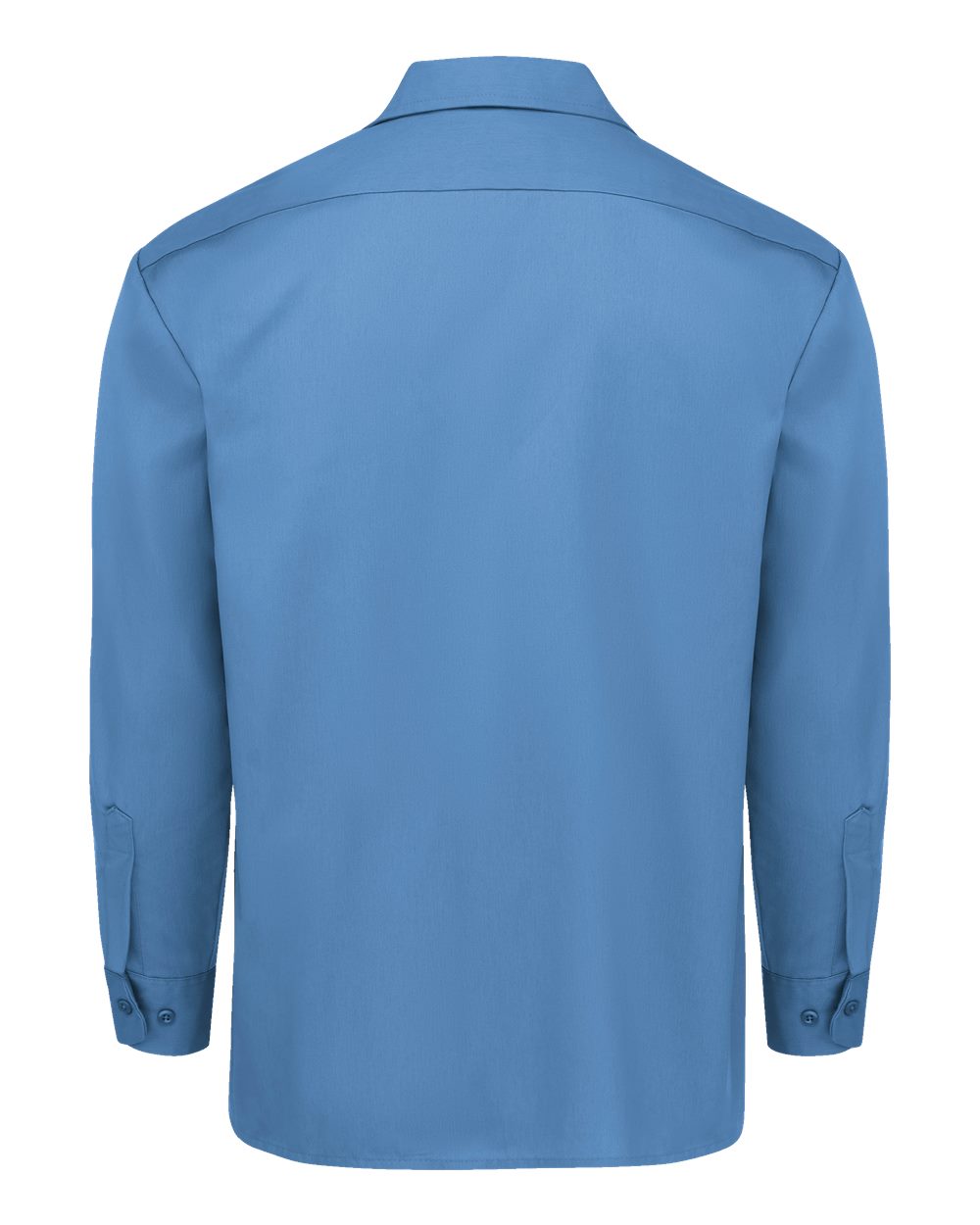 Rear View of Gulf Blue Long Sleeve Work Shirt - 5574