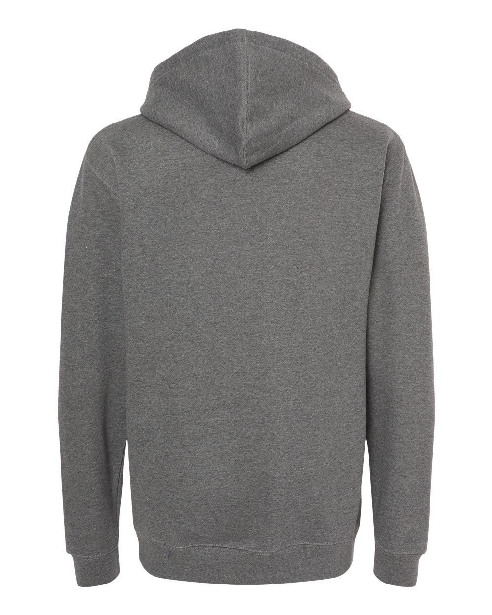 Rear View of Gunmetal Heather Heavyweight Hooded Sweatshirt - IND4000