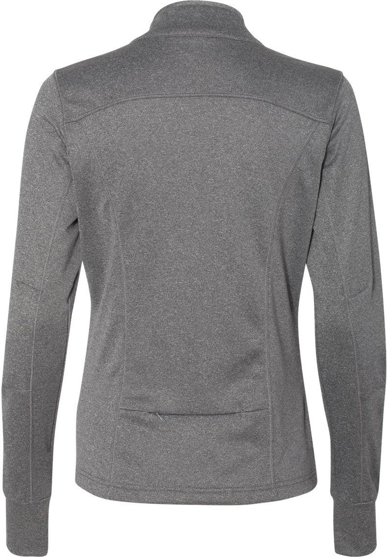 Front View of Gunmetal Heather Women's Poly-Tech Full-Zip Track Jacket - EXP60PAZ