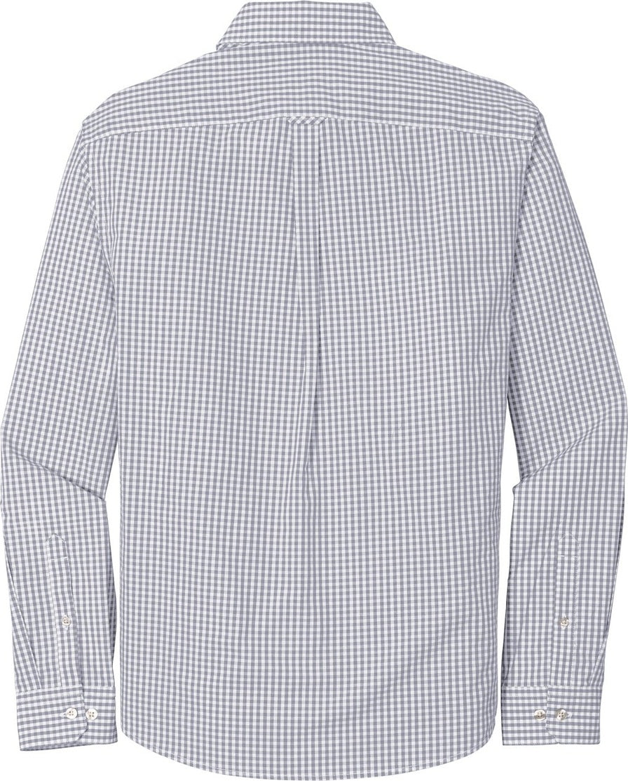 Rear View of Gusty Grey/Wht Port Authority Broadcloth Gingham Easy Care Shirt W644