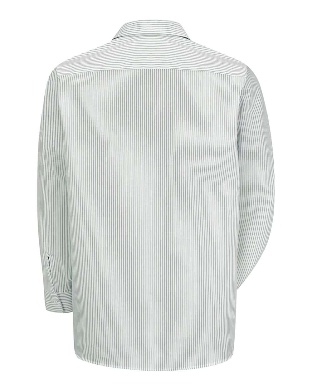 Front View of GW-White/ Green Stripe Premium Long Sleeve Work Shirt - Tall Sizes - SP10T