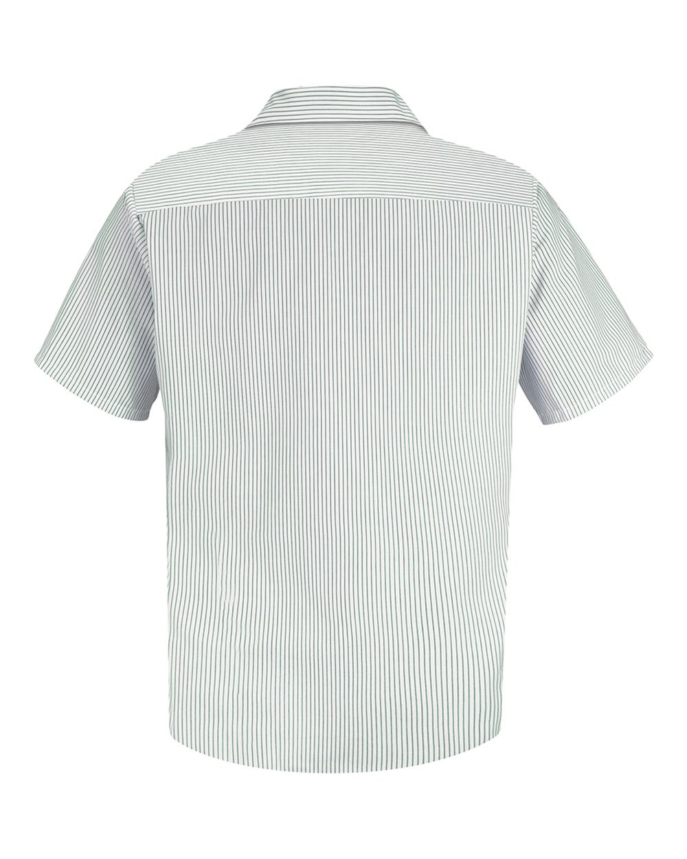 Front View of GW-White/ Green Stripe Premium Short Sleeve Work Shirt - Tall Sizes - SP20T