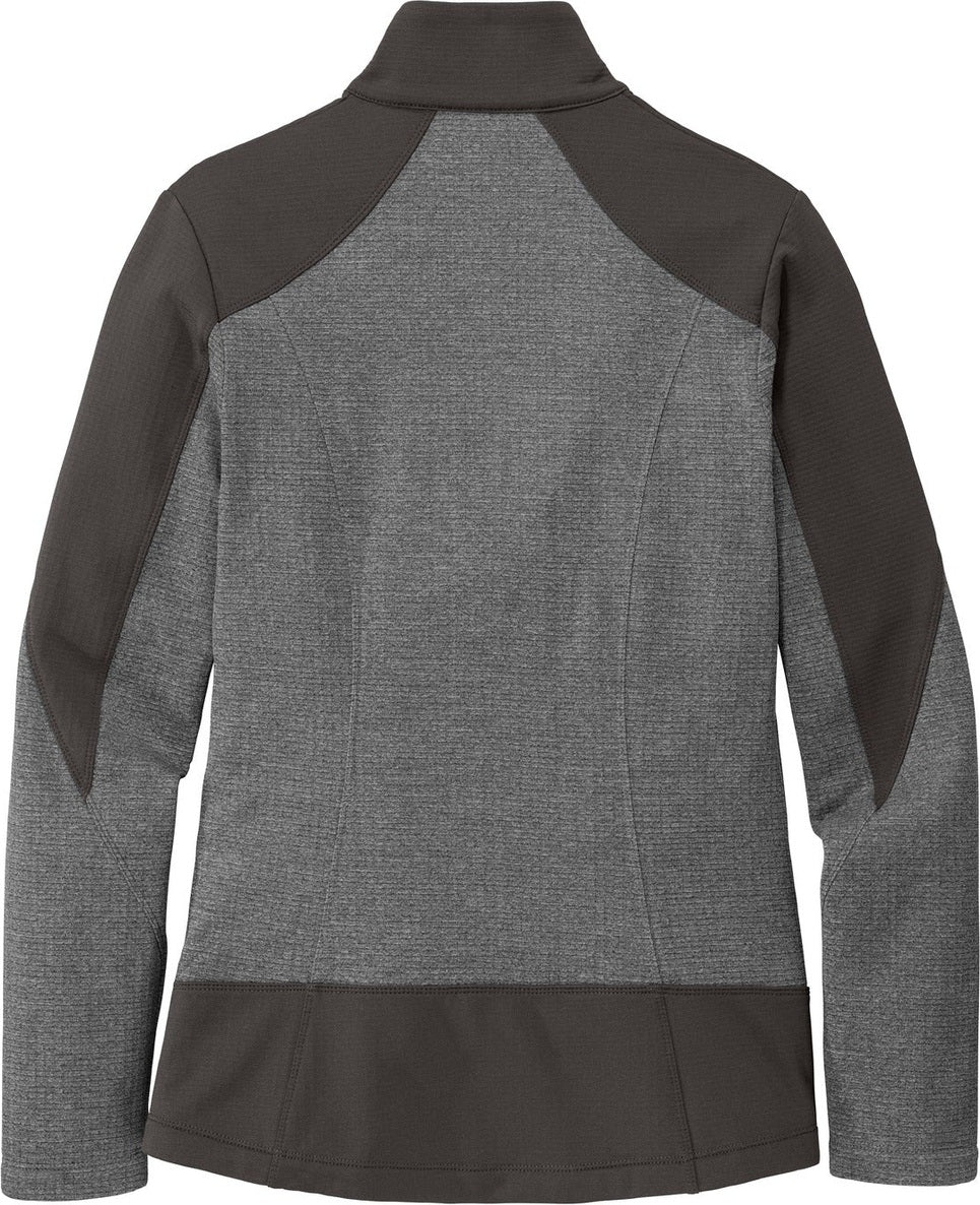 Rear View of Gy Smk H/Gy Sm Port Authority Women's Grid Fleece Jacket. L239
