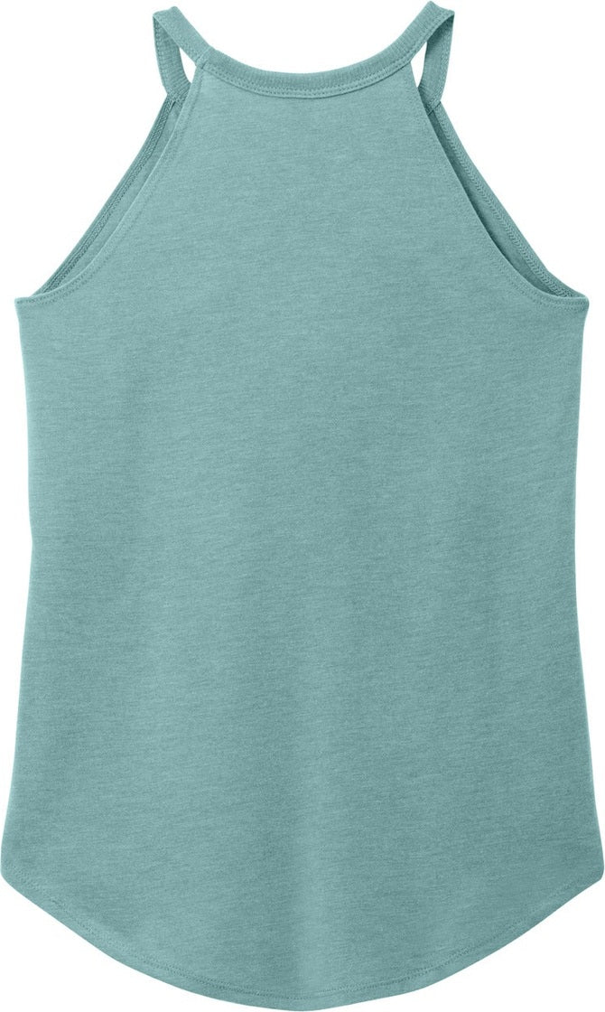 Rear View of HdEuclpsBl District Women's Perfect Tri Rocker Tank. DT137L