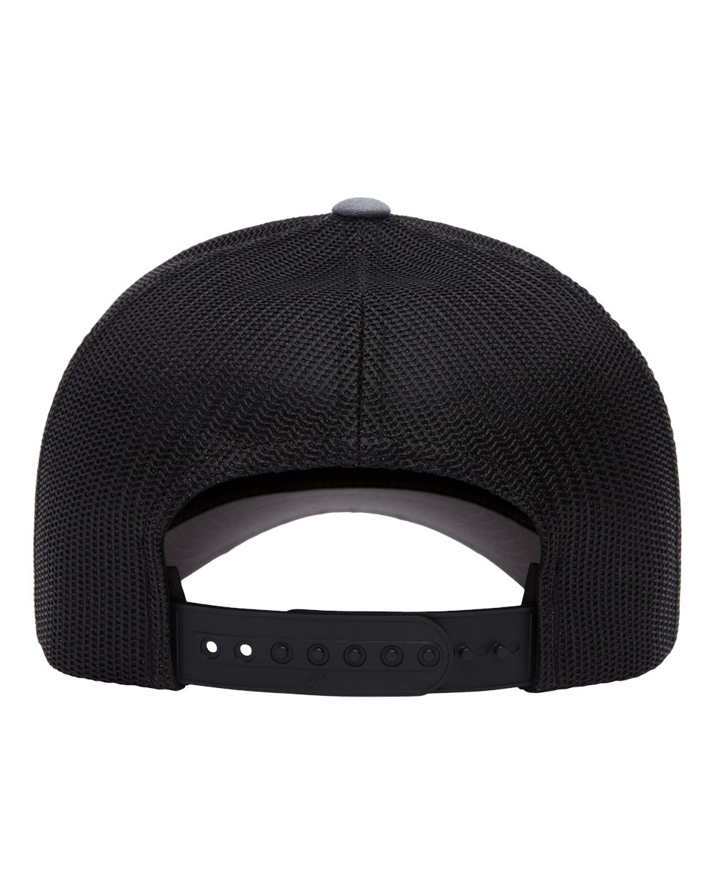 Rear View of Heather/ Black Five-Panel Retro Trucker Cap - 6506