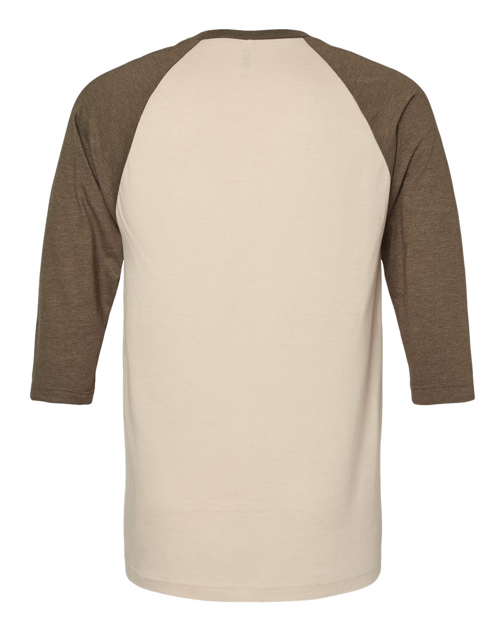 Rear View of Heather Bone/ Heather Army CVC Three-Quarter Sleeve Tee - 2003CVC