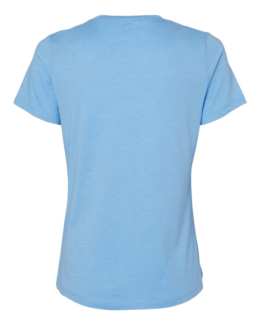 Front View of Heather Carolina Blue Women’s Relaxed Fit Heather CVC Tee - 6400CVC