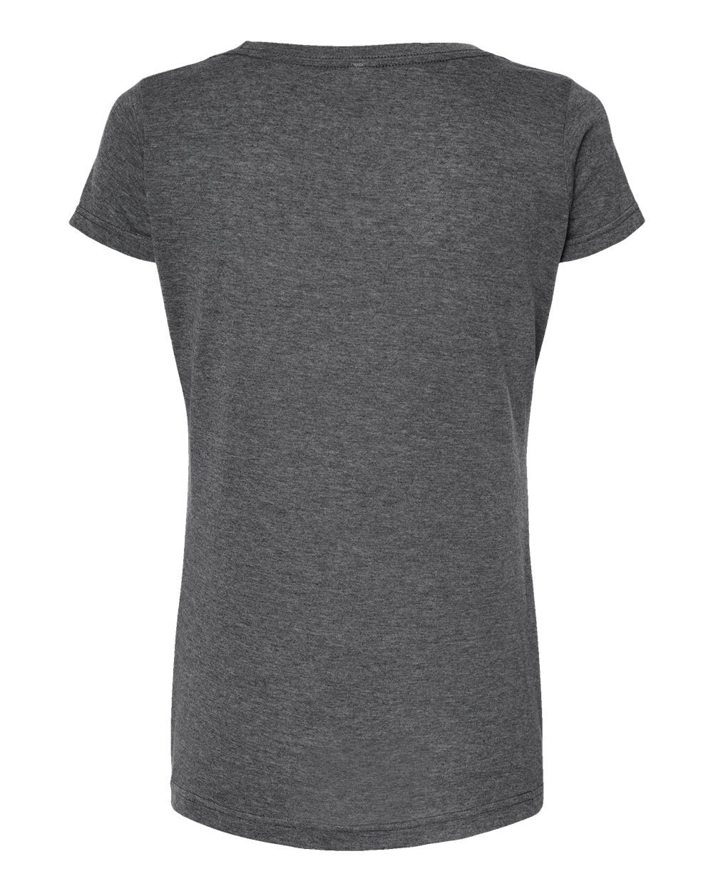 Rear View of Heather Charcoal Women&#39;s Poly-Rich Scoop Neck T-Shirt - 243