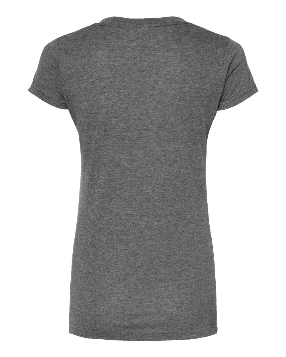 Rear View of Heather Charcoal Women&#39;s Poly-Rich V-Neck T-Shirt - 244