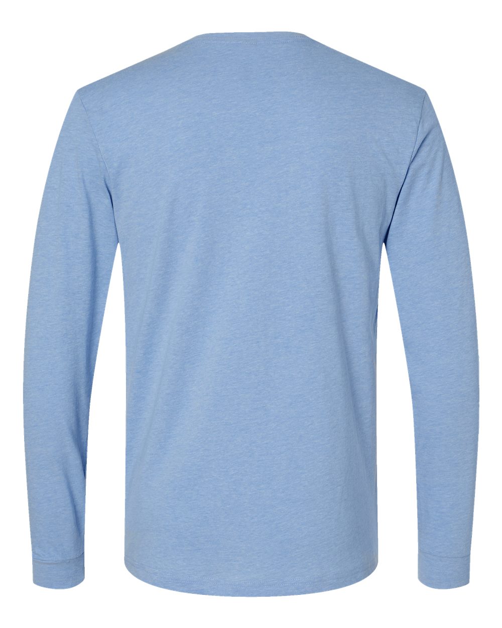 Front View of Heather Columbia Blue CVC Long Sleeve T-Shirt - 6211