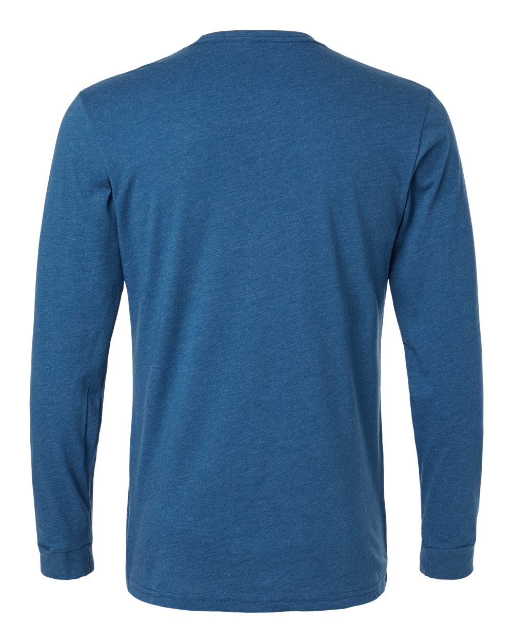 Front View of Heather Cool Blue CVC Long Sleeve T-Shirt - 6211