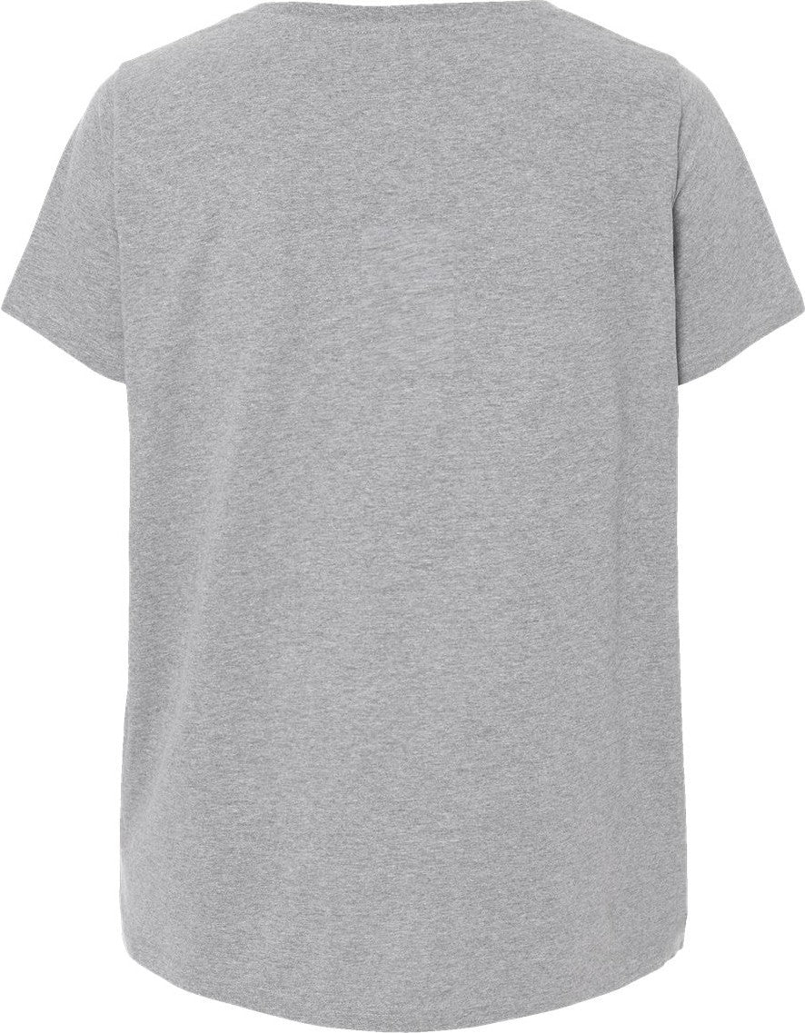 Rear View of Heather Curvy Collection Women's Fine Jersey V-Neck Tee - 3817