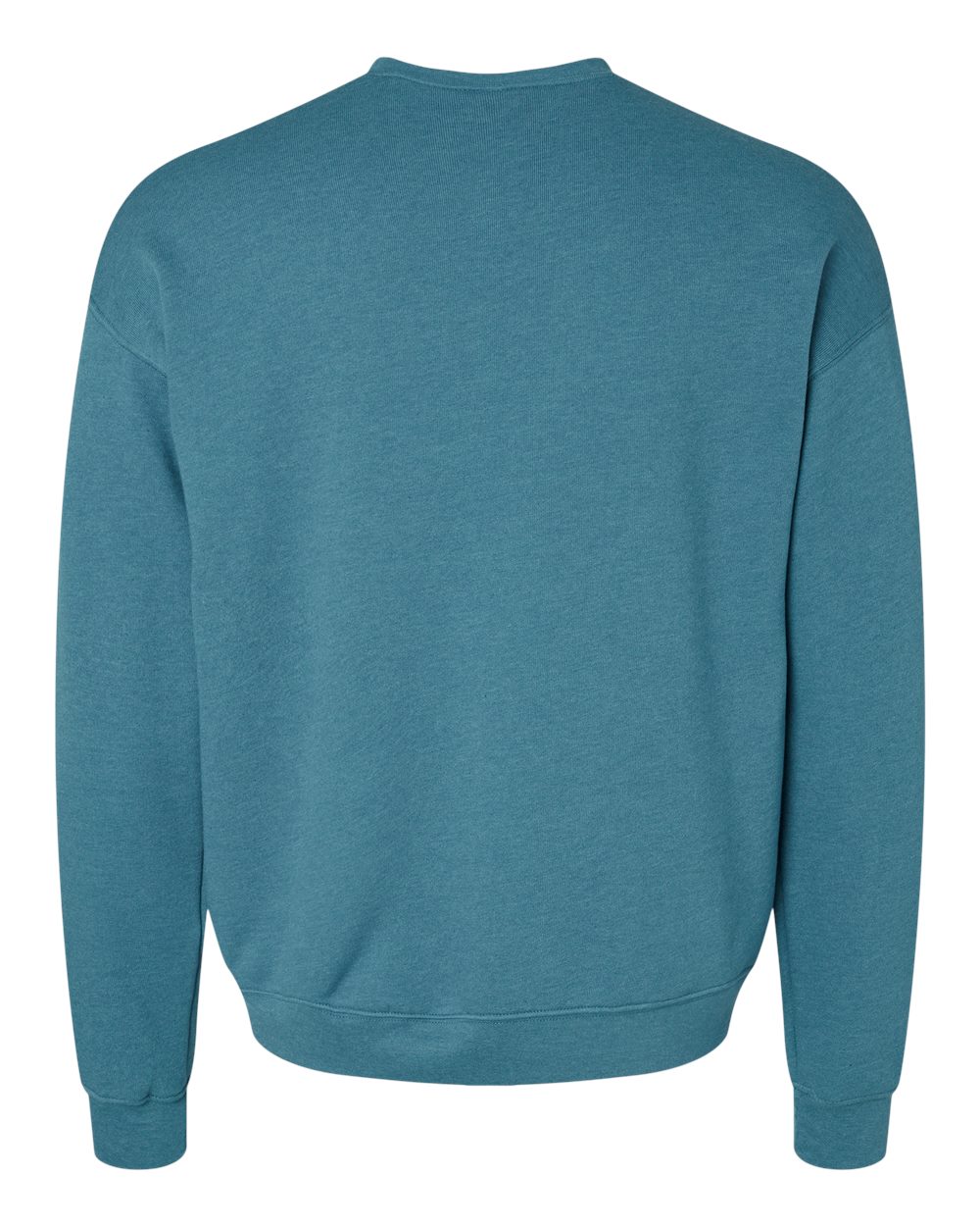 Front View of Heather Deep Teal Sponge Fleece Drop Shoulder Crewneck Sweatshirt - 3945