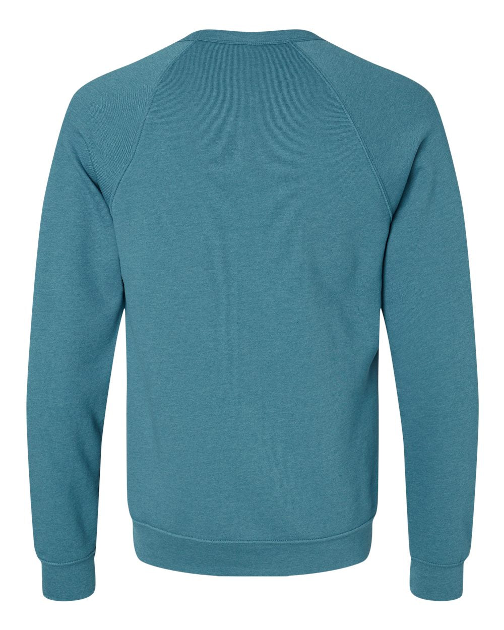Front View of Heather Deep Teal Sponge Fleece Raglan Crewneck Sweatshirt - 3901