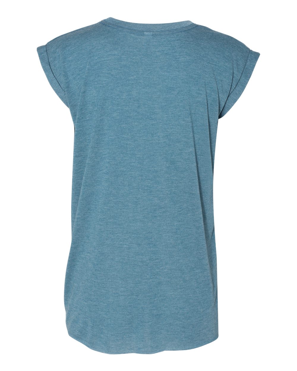 Front View of Heather Deep Teal Women’s Flowy Rolled Cuffs Muscle Tee - 8804