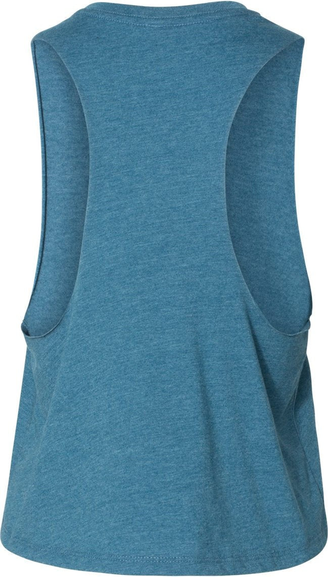 Rear View of Heather Deep Teal Women&#39;s Racerback Crop Tank - 6682