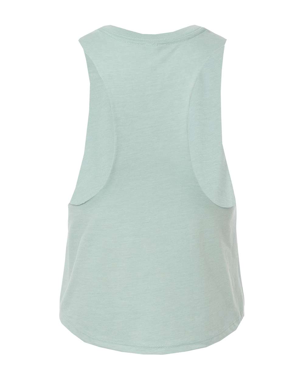 Rear View of Heather Dusty Blue Women&#39;s Racerback Crop Tank - 6682