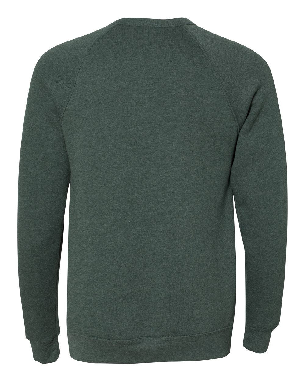 Front View of Heather Forest Sponge Fleece Raglan Crewneck Sweatshirt - 3901
