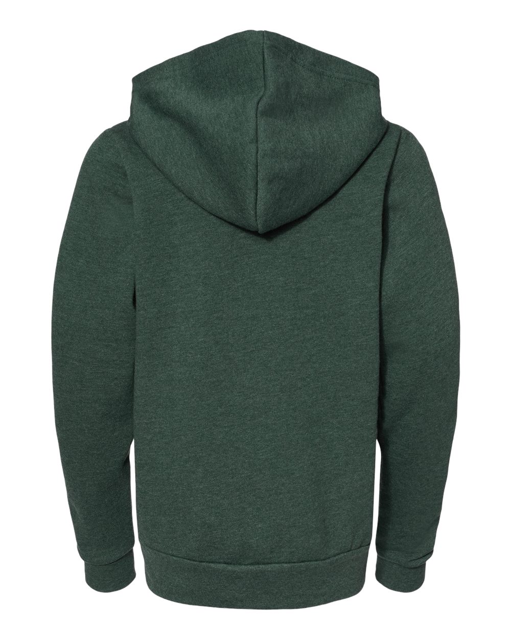 Front View of Heather Forest Youth Sponge Fleece Full-Zip Hoodie - 3739Y