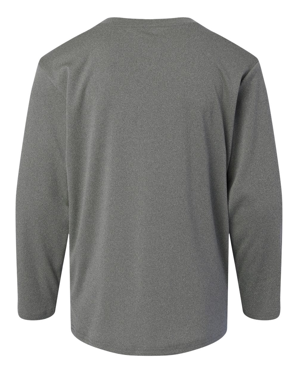 Rear View of Heather Granite Pro-Lock Youth Performance Long Sleeve T-Shirt - 48400Y