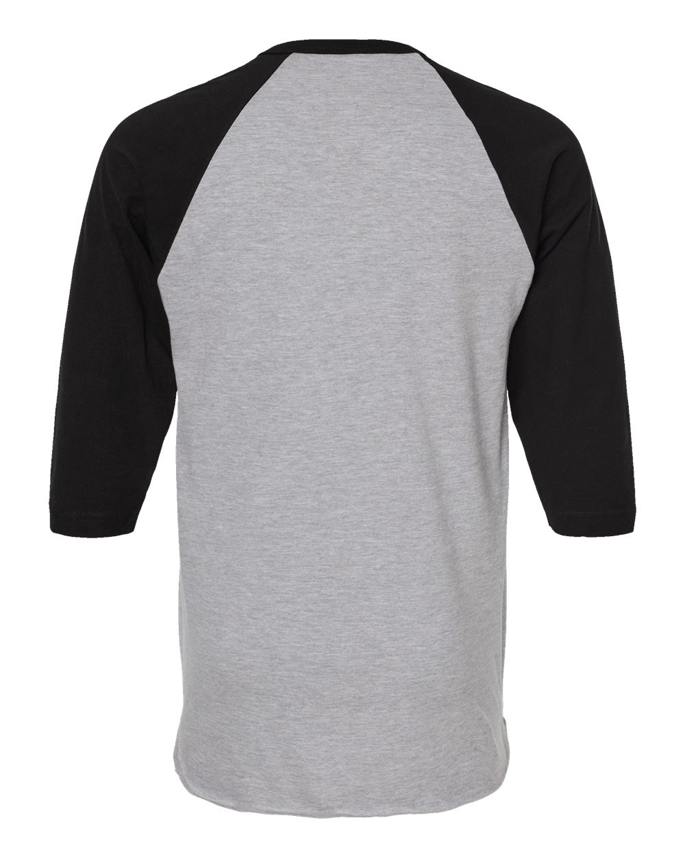 Front View of Heather Grey/ Black Fine Jersey Raglan T-Shirt - 245