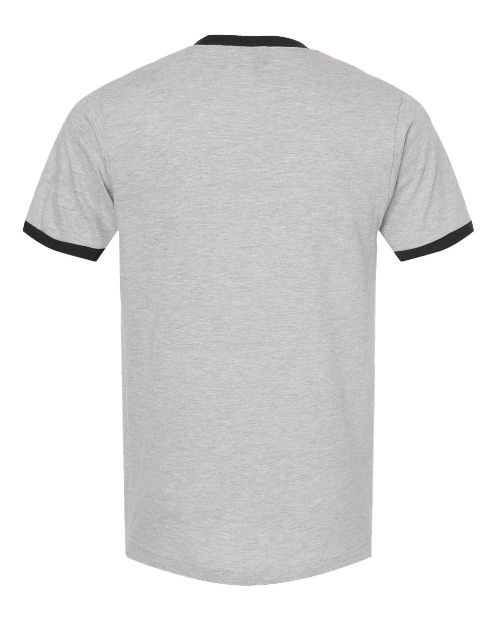 Front View of Heather Grey/ Black Fine Jersey Ringer T-Shirt - 246