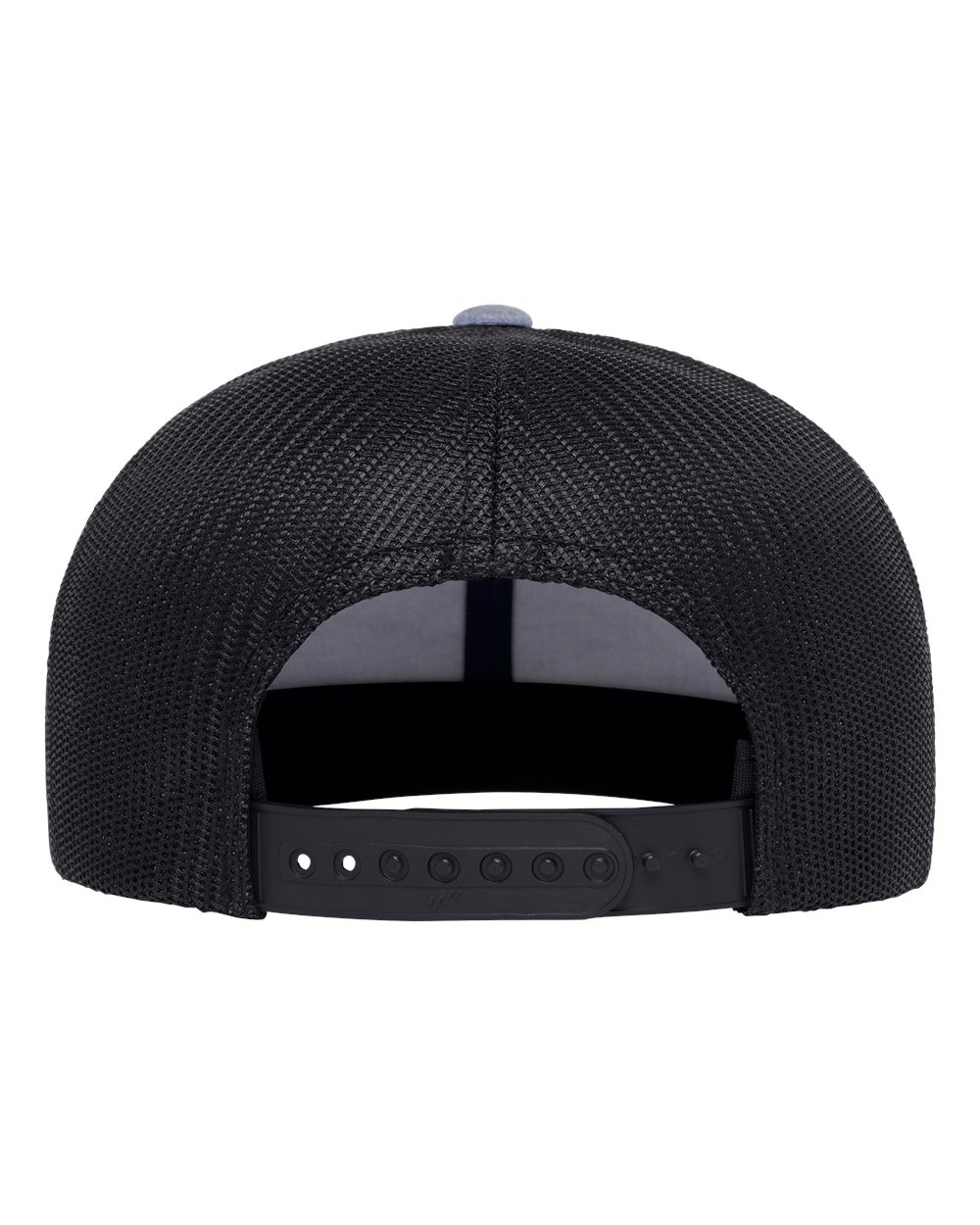 Rear View of Heather Grey/ Black Retro High Profile Trucker Cap - 6609