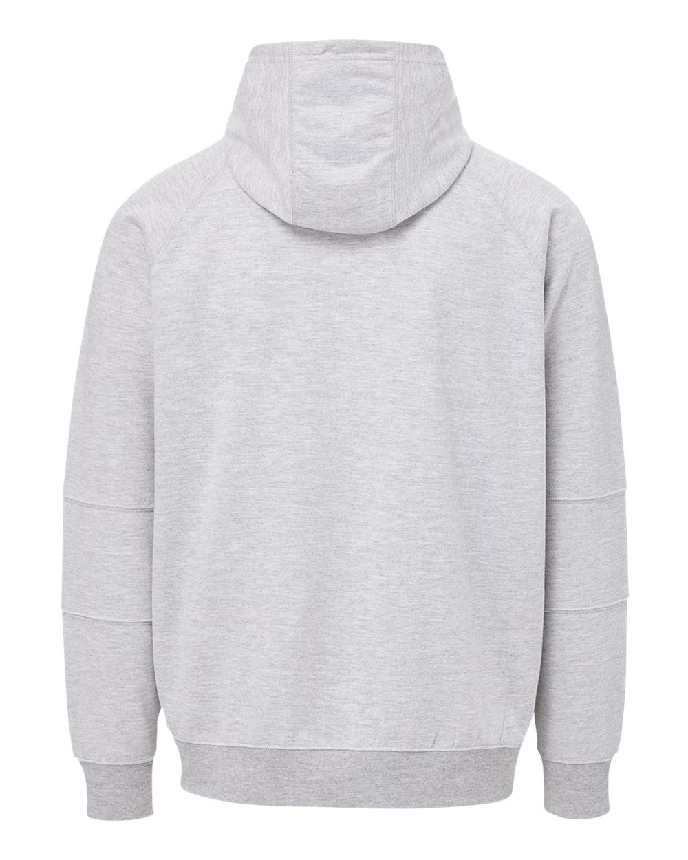 Rear View of Heather Grey Ezra French Terry Full-Zip Funnel Hooded Sweatshirt - 23110